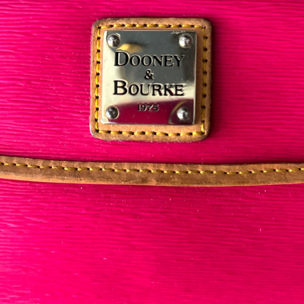 Dooney & Bourke Hot Pink Leather Continental Clutch Wallet Tan Trim - Picture 3 of 4